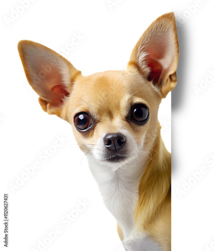 chihuahua peeking around corner isolated on transparent background