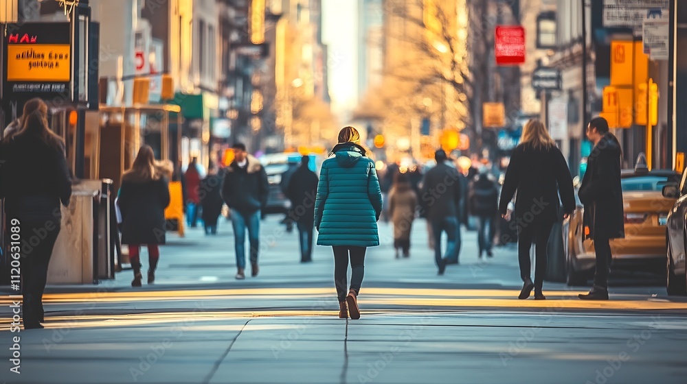 Silhouette of person walking on bustling city street in winter city life urban lifestyle : Generative AI Silhouette of person walking on bustling city street in winter city life urban lifestyle : Generative AI