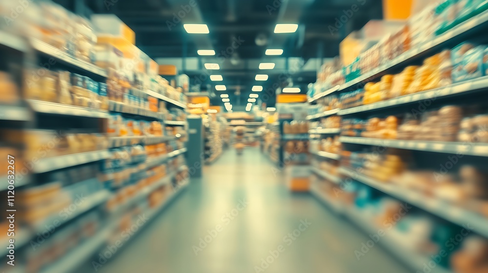 Unclear Grocery Store Aisle Featuring Products with Soft Focus : Generative AI Unclear Grocery Store Aisle Featuring Products with Soft Focus : Generative AI