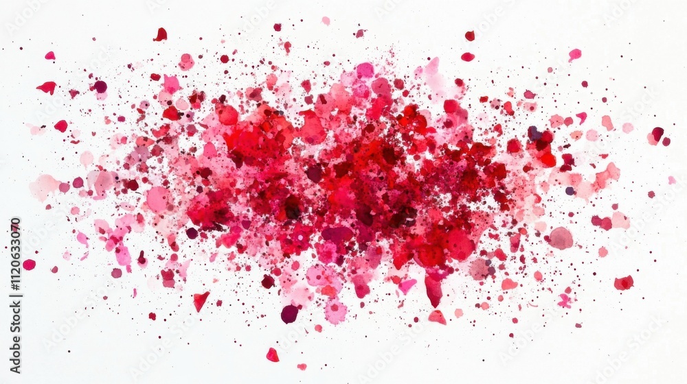Dynamic burst of red and pink particles Dynamic burst of red and pink particles
