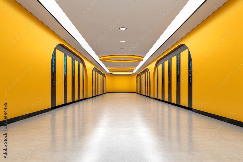 Fototapeta premium A cyber-secure database vault, with biometric scanners and reinforced walls protecting rows of data servers