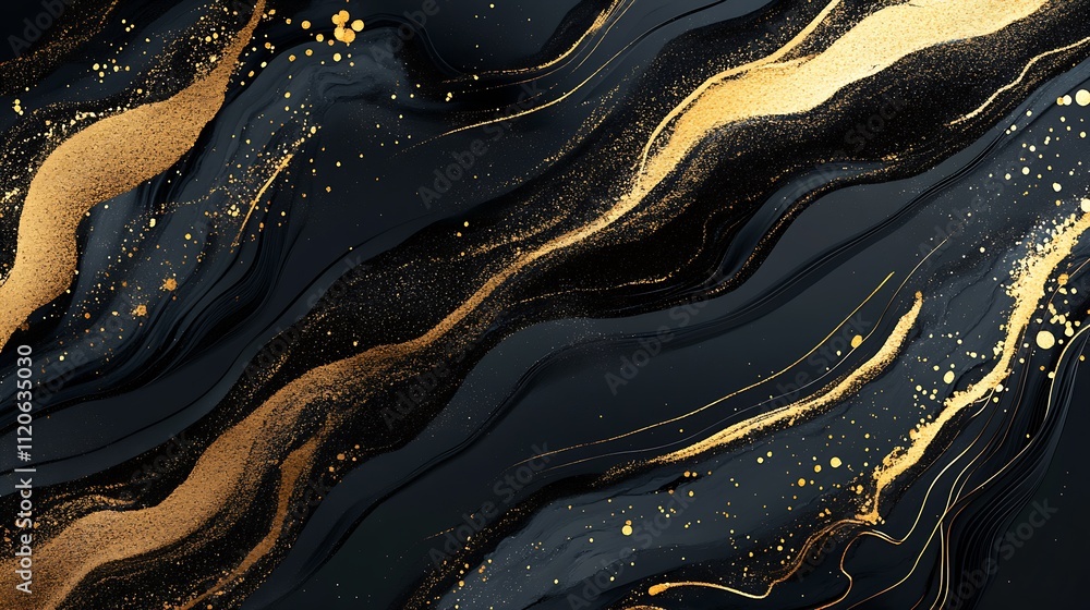 Luxurious Black and Gold Abstract Fluid Art with Dynamic Swirling Patterns : Generative AI Luxurious Black and Gold Abstract Fluid Art with Dynamic Swirling Patterns : Generative AI