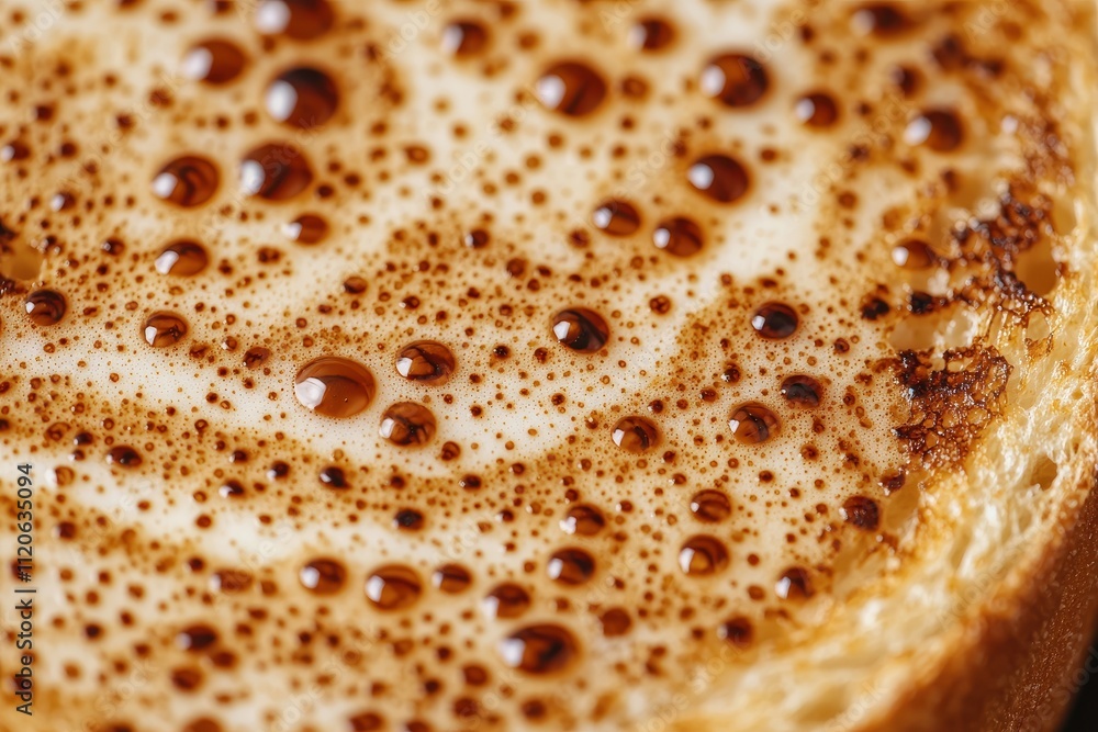 Elegant Coffee Foam with Swirls on Crispy Toast Elegant Coffee Foam with Swirls on Crispy Toast