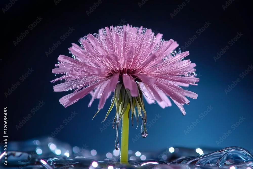Obraz premium A detailed macro shot of a dandelion seeds ready to disperse, with soft focus on the stem and background