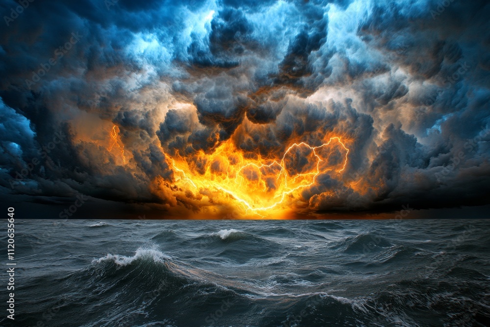 Fototapeta premium A detailed photo of clouds forming over a tropical ocean, highlighting the condensation phase of the water cycle