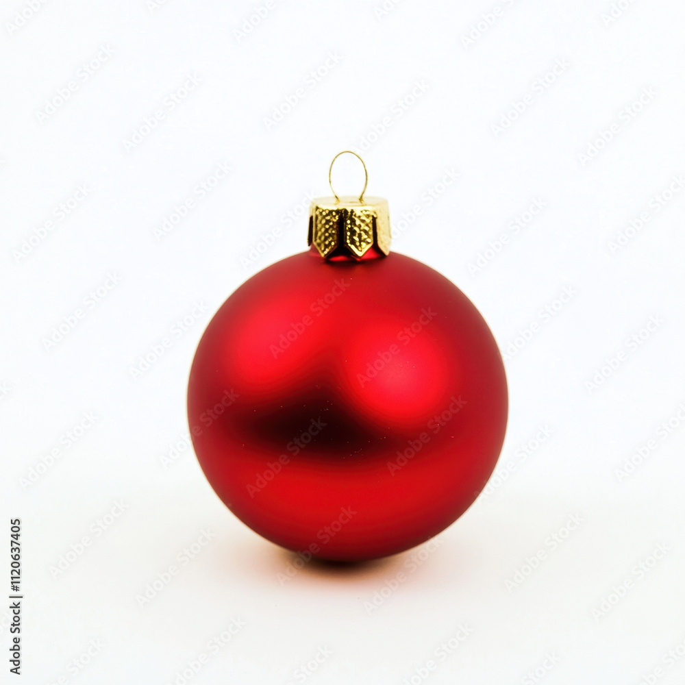 Red Christmas Ornament with Gold Cap on White Background Red Christmas Ornament with Gold Cap on White Background