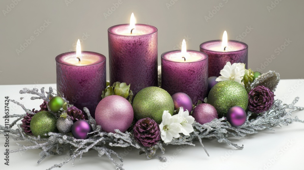 Festive holiday candle centerpiece arrangement