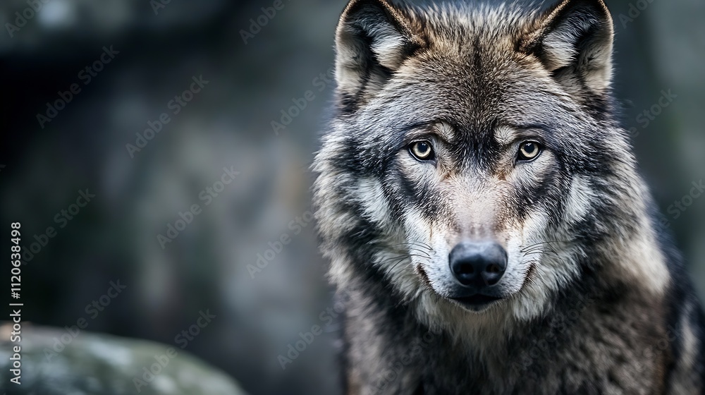 Powerful Wolf with Intense Eyes in a Rocky Environment : Generative AI Powerful Wolf with Intense Eyes in a Rocky Environment : Generative AI