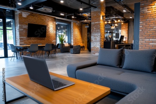 A modern co-working space where data engineers collaborate on cloud database infrastructure, surrounded by sleek gadgets photo