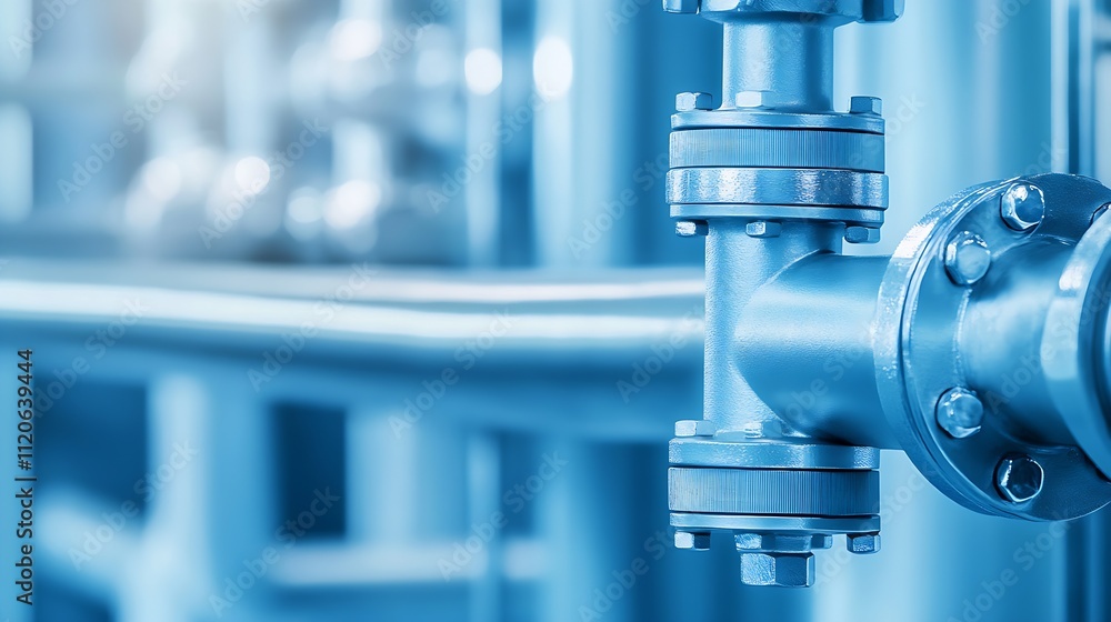 Closeup of industrial pipeline showcasing valves and metal craftsmanship for structural integrity : Generative AI Closeup of industrial pipeline showcasing valves and metal craftsmanship for structural integrity : Generative AI