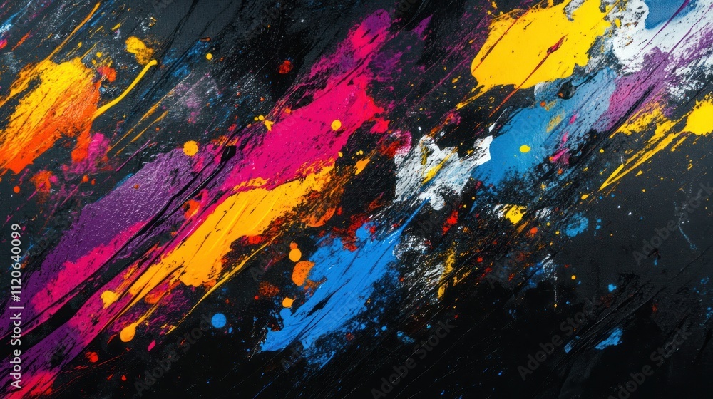 Colorful mixed paint splash, dark background, modern art style Colorful mixed paint splash, dark background, modern art style