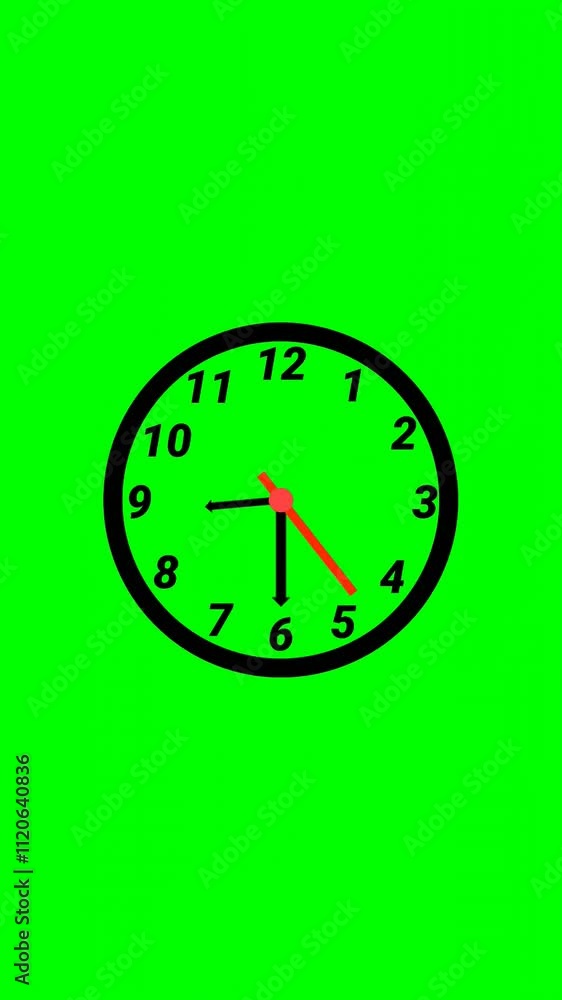 Animation time lapse of a clock. Concept clock on green background. Countdown the day. Vertical Animation time lapse of a clock. Concept clock on green background. Countdown the day. Vertical
