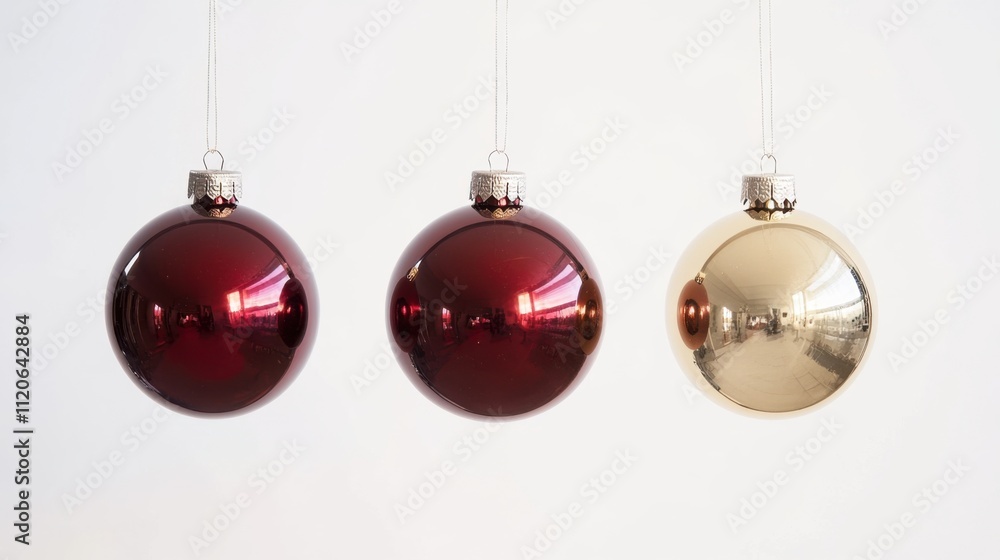 Minimalist christmas baubles in red and gold Minimalist christmas baubles in red and gold
