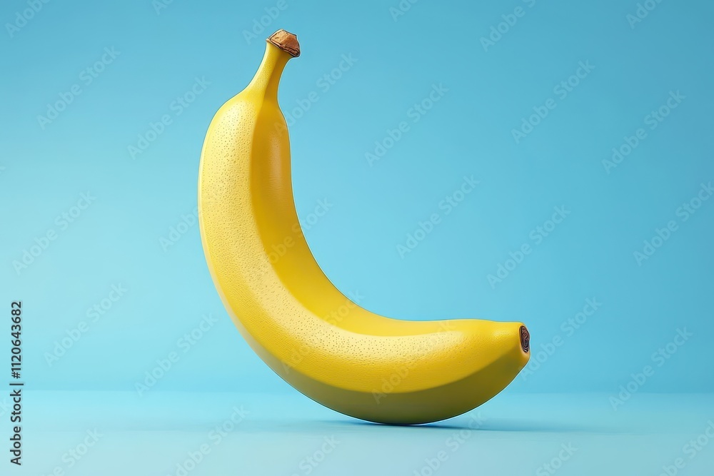 A Vibrant Yellow Banana Set Against a Soft Blue Background Capture A Vibrant Yellow Banana Set Against a Soft Blue Background Capture
