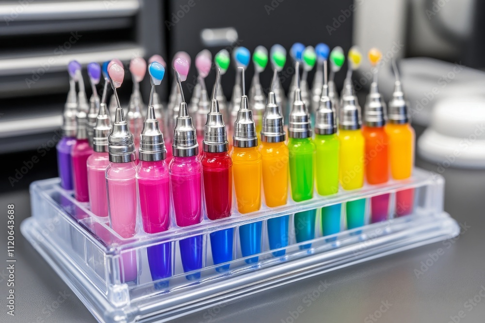 A tray with a fluoride treatment kit, including colorful gel and disposable applicators A tray with a fluoride treatment kit, including colorful gel and disposable applicators