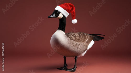 Festive Canada Goose in Santa Hat