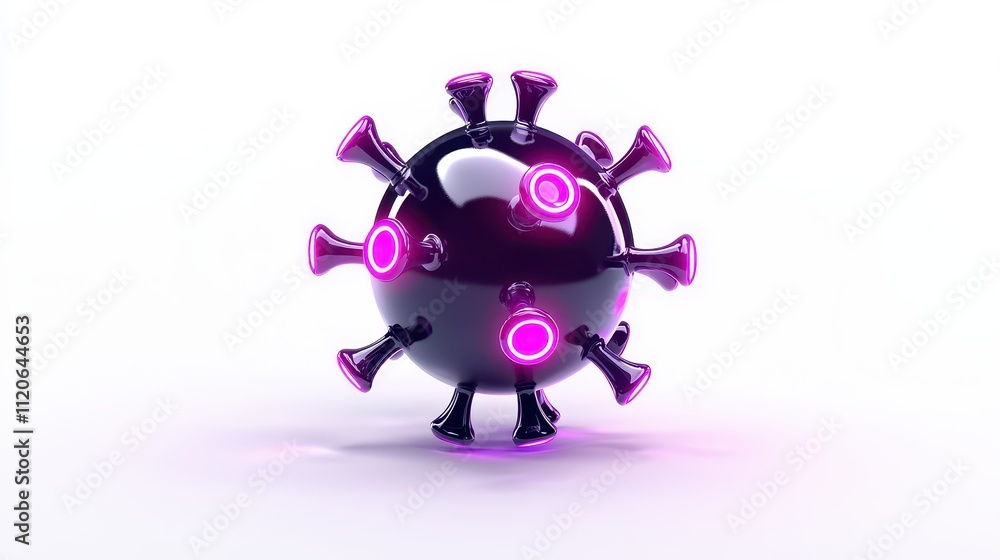 Conceptual Representation of a Virus Particle with Neon Accents and a Modern Aesthetic Conceptual Representation of a Virus Particle with Neon Accents and a Modern Aesthetic