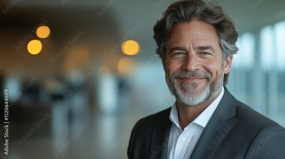 Portrait of a seasoned senior businessman consultant smiling professionally in a modern office environment reflecting success and reliability Portrait of a seasoned senior businessman consultant smiling professionally in a modern office environment reflecting success and reliability