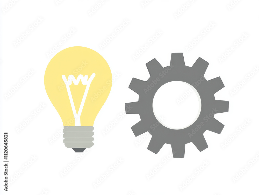 Modern Light Bulb and Gear Clipart Design Modern Light Bulb and Gear Clipart Design