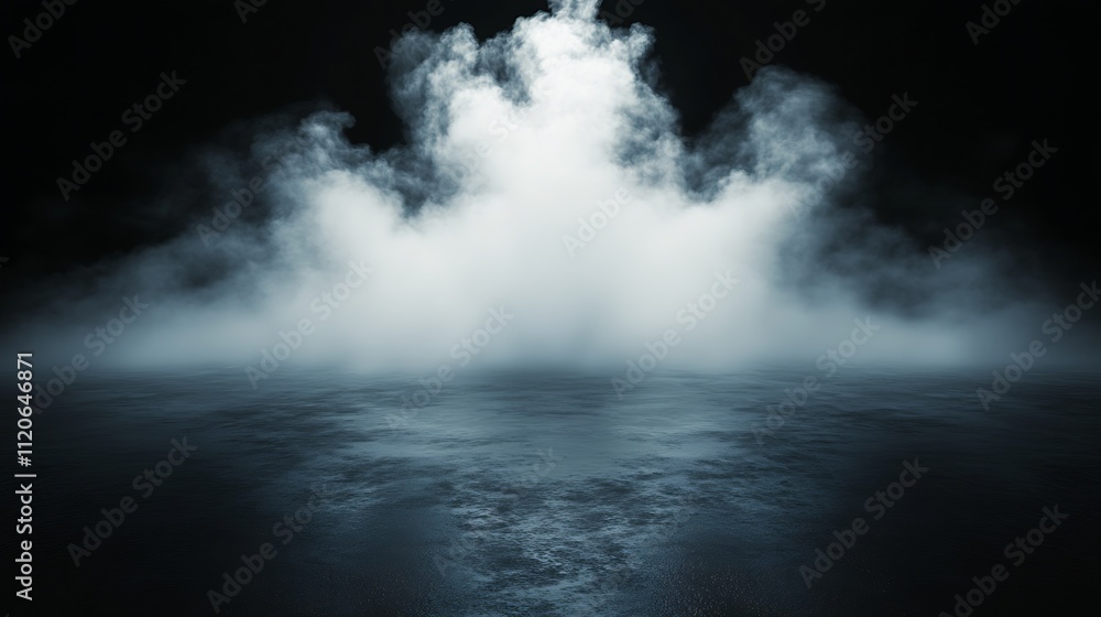 Dramatic Illusion of Dense Fog Over a Mystical Dark Surface Evoking a Haunting Atmosphere : Generative AI Dramatic Illusion of Dense Fog Over a Mystical Dark Surface Evoking a Haunting Atmosphere : Generative AI
