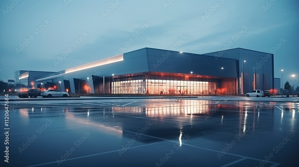 A photo of a modern rental car facility exterior A photo of a modern rental car facility exterior
