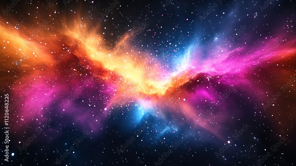 Vibrant Cosmic Nebula with Fiery Colorful Plumes in Deep Space : Generative AI Vibrant Cosmic Nebula with Fiery Colorful Plumes in Deep Space : Generative AI