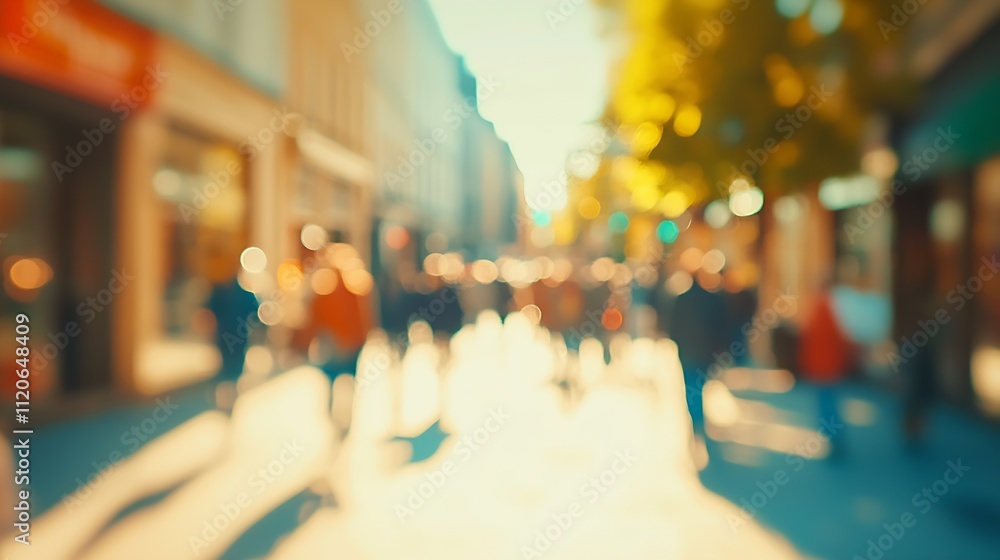 Dynamic city street with blurred pedestrians under bright sunlight for abstract backgrounds : Generative AI Dynamic city street with blurred pedestrians under bright sunlight for abstract backgrounds : Generative AI