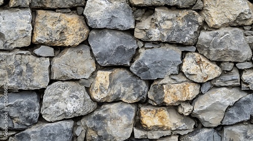 Natural Granite Stone Wall Pattern with Grey and Yellow Textures : Generative AI
