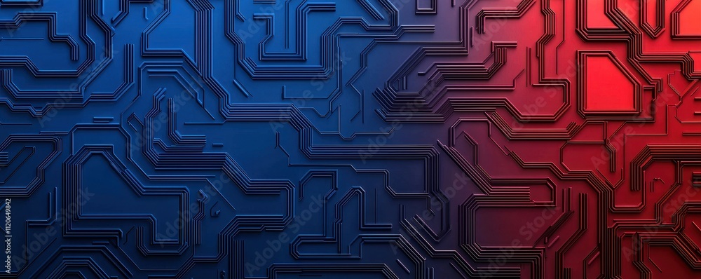 Abstract Technology Background Featuring Blue and Red Circuit Board Patterns Abstract Technology Background Featuring Blue and Red Circuit Board Patterns
