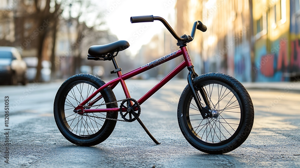 Fototapeta premium BMX bicycle with a sleek design on graffiti street : Generative AI