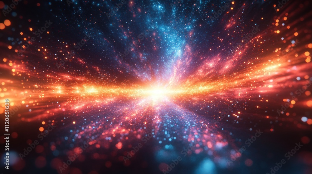 Abstract Colorful Light Beams Illustration with Glowing Effect and Radial Symmetry