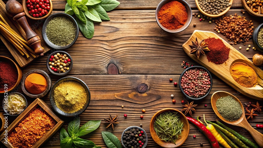 Various spices on wooden board, spices, wooden board, seasoning, culinary, cooking, ingredients, aromatic, flavor, cuisine, kitchen Various spices on wooden board, spices, wooden board, seasoning, culinary, cooking, ingredients, aromatic, flavor, cuisine, kitchen