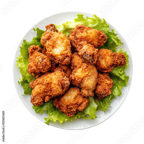 Crispy Fried Chicken Wings on Lettuce