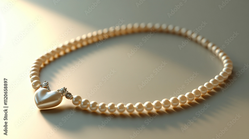 Elegant pearl necklace with heart-shaped clasp minimalist jewelry design perfect for a romantic Valentine gift Elegant pearl necklace with heart-shaped clasp minimalist jewelry design perfect for a romantic Valentine gift