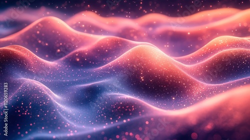 Vibrant Digital Wave Landscape with Glowing Particles and Abstract Expressionism