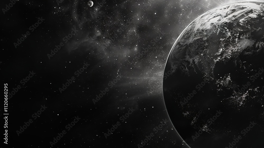 Fototapeta premium Black Art Minimalist Universe Planet Night