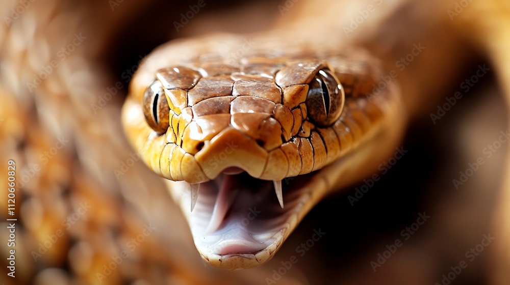 Vibrant Coiled Snake with Open Mouth and Captivating Scales in Macro Detail : Generative AI Vibrant Coiled Snake with Open Mouth and Captivating Scales in Macro Detail : Generative AI