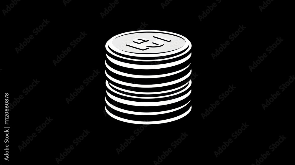 Monochrome icon of a stack of coins with a dollar sign Monochrome icon of a stack of coins with a dollar sign