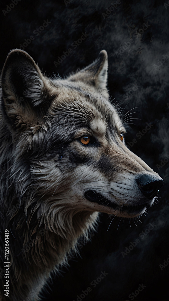 Fototapeta premium Majestic Wolf Silhouette in the Wild Dark Abstract Artistic Image for Professional Photography