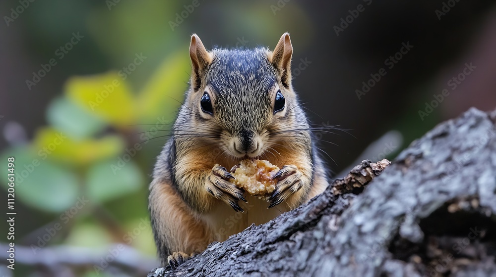 Cute Squirrel Nibbling on a Nut Perched on a Forest Tree Stump : Generative AI Cute Squirrel Nibbling on a Nut Perched on a Forest Tree Stump : Generative AI