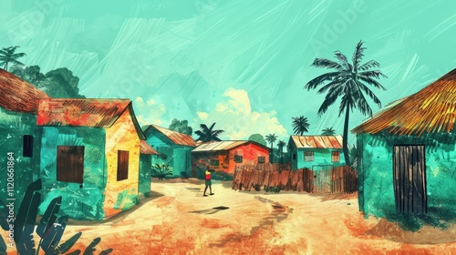 Garifuna Settlement Cultural Resilience Illustration with Dynamic Conceptual Metaphors photo