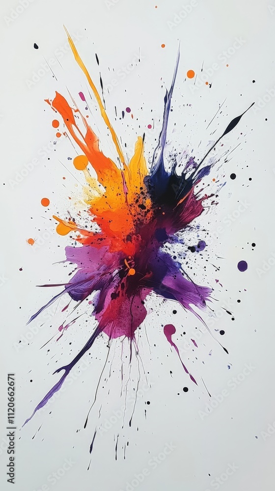 Colorful splash of paint on a white canvas, capturing the essence of spontaneous creativity