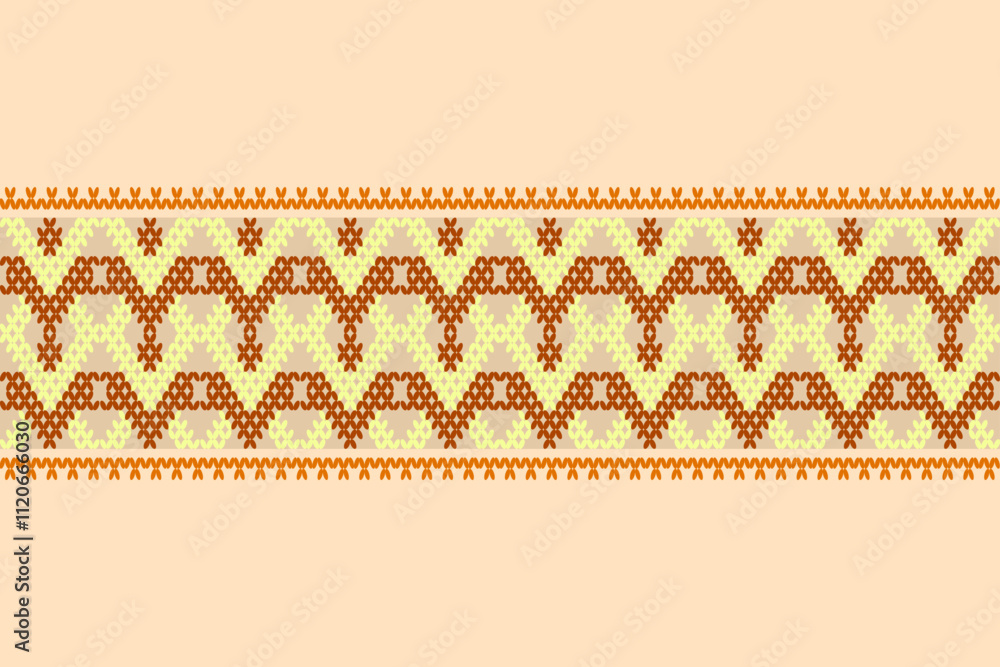 Ikat ethnic geometric abstract embroidery ornament seamless pattern. Native geometry decorative design for fabric, clothing, wallpaper, background, border, knitting Ikat ethnic geometric abstract embroidery ornament seamless pattern. Native geometry decorative design for fabric, clothing, wallpaper, background, border, knitting
