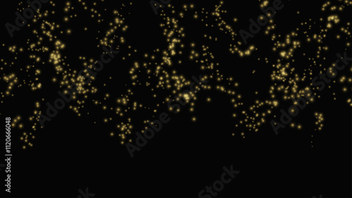Obraz na płótnie Gold glitter particles on black background. Golden lights flare abstract vector illustration. Explosion sparkle in space. Shimmering backdrop for Christmas or New Year designs. w salonie