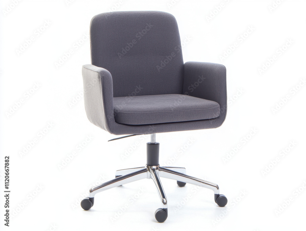 Minimalist Grey Fabric Office Chair Isolated on White Minimalist Grey Fabric Office Chair Isolated on White
