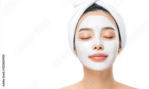 A woman with a white face mask on