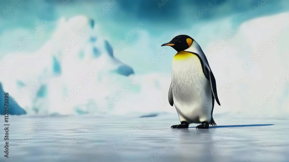 Obraz premium Solo Penguin on Iceberg in Stunning Portrait