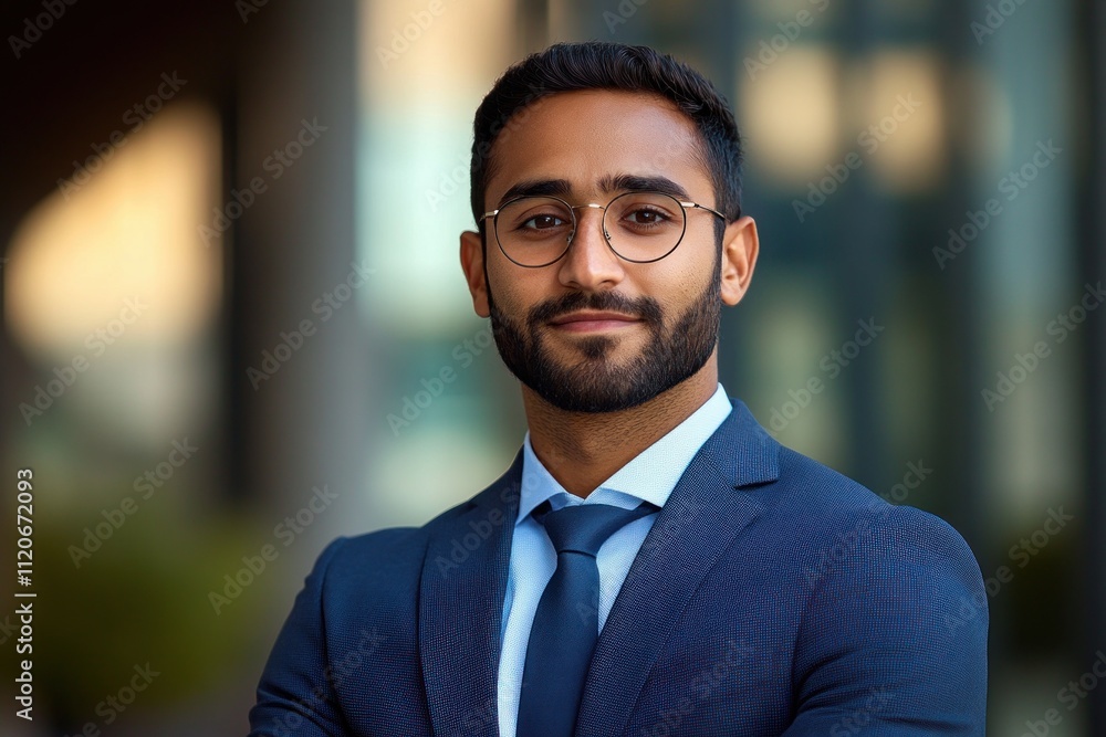 Confident Young Indian Businessman Posing Outdoors in Urban Setting Close Up Headshot Portrait Confident Young Indian Businessman Posing Outdoors in Urban Setting Close Up Headshot Portrait