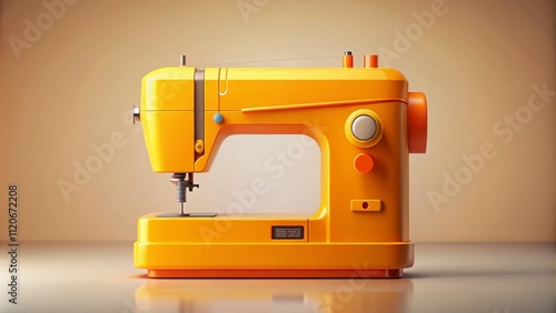 A vibrant yellow and orange sewing machine icon, embracing a modern minimalist style, perfect for creative projects, showcasing artistry and innovation in a bold design.