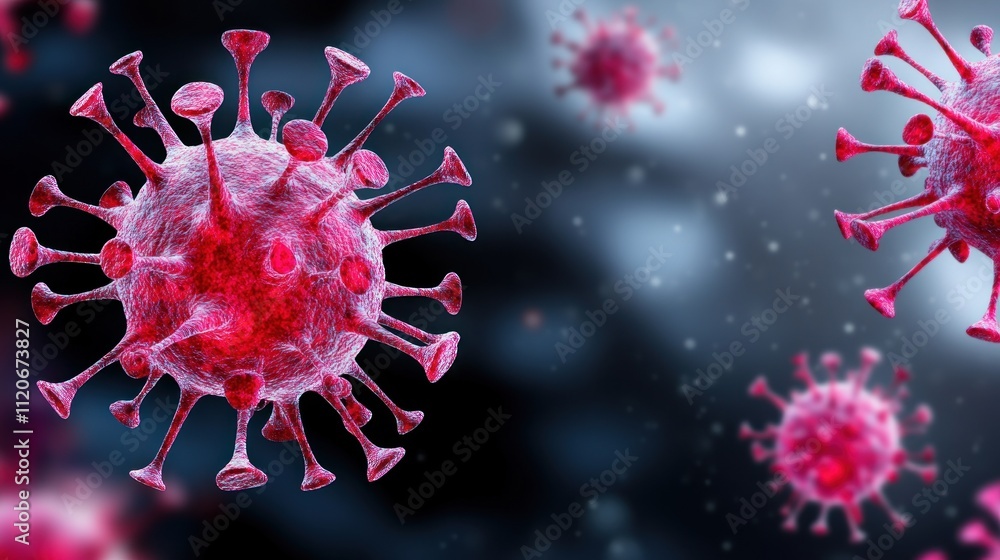 Microscopic view of a virus, illustrating its structure and features. Microscopic view of a virus, illustrating its structure and features.